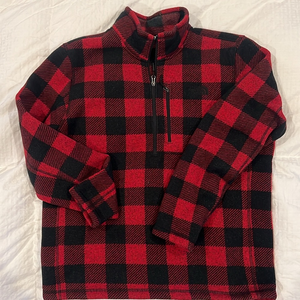 North Face Red and Black Half zip